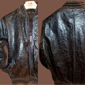 Diesel Black Gold cracked effect bomber leather jacket